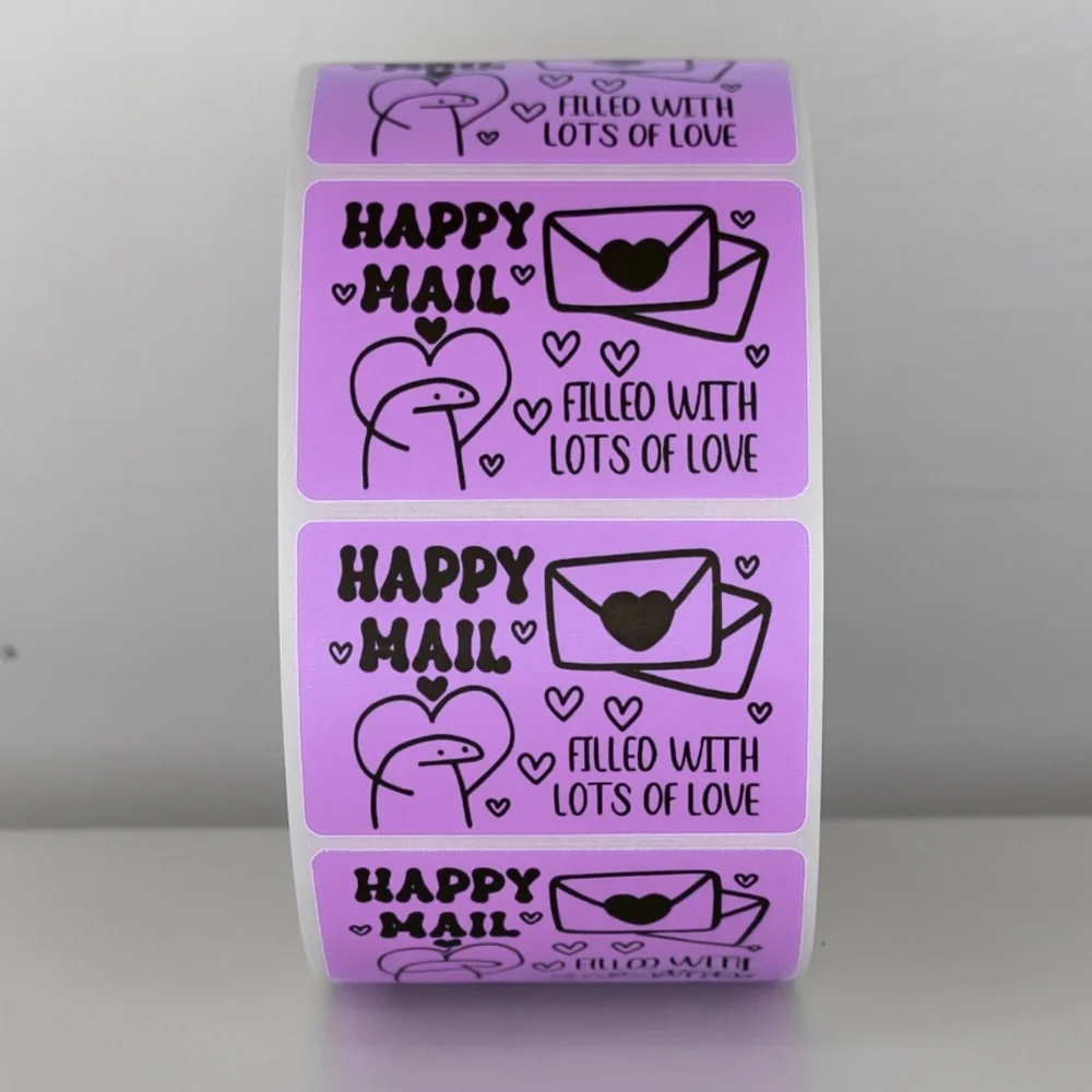 Happy Mail Stickers Filled With Love | Mint Cute Packaging Labels Heart